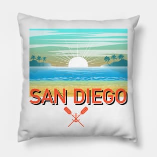 San Diego Design, with Orange Lettering Pillow