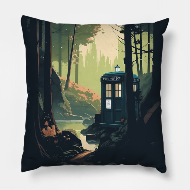 Dr Who Travel Poster Pillow by DesignedbyWizards