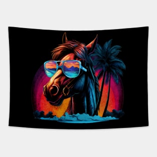 Retro Wave American Horse Good Vibes Tapestry