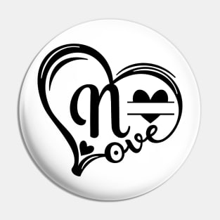 letter n monogram in the shape of love Pin