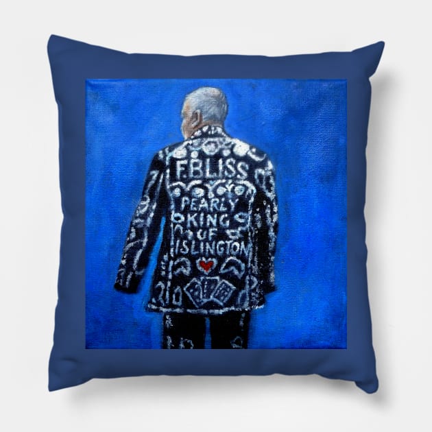 Pearly King of Islington Pillow by kathyarchbold