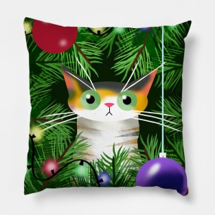 The Cat and the Christmas Tree Pillow