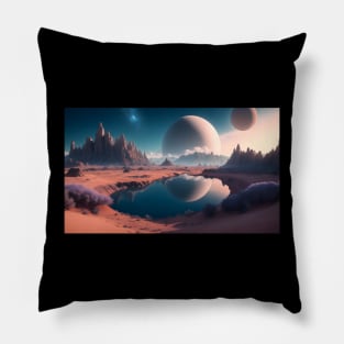 Beautiful scenery on another planet Pillow