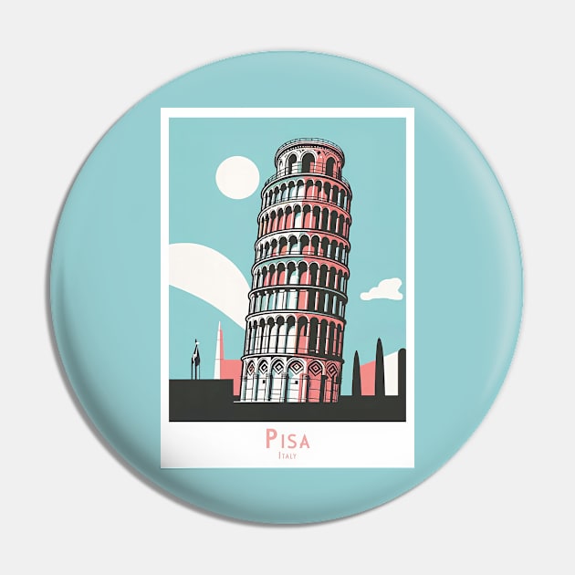 Italy Leaning Tower of Pisa Artwork Pin by POD24