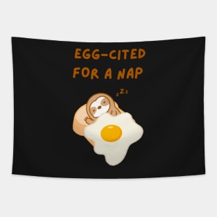 Cute Fried Egg on Toast Sloth Tapestry