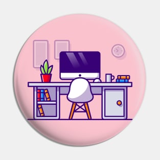 Workspace Cartoon Illustration Pin