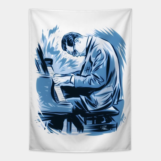 Bill Evans - An illustration by Paul Cemmick Tapestry by PLAYDIGITAL2020