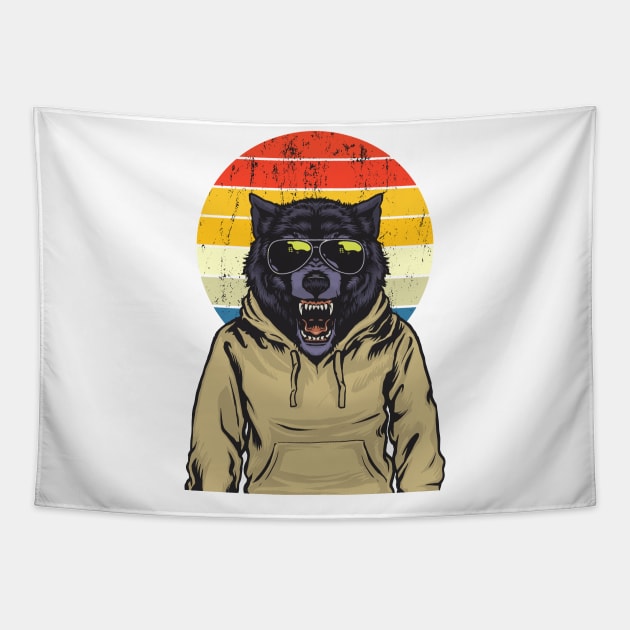 Teen Wolf in a hoddie with glasses Tapestry by Zuvarie