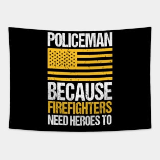 Mens Police Officer Because Hero Thin - Blue Line Flag Police Tapestry