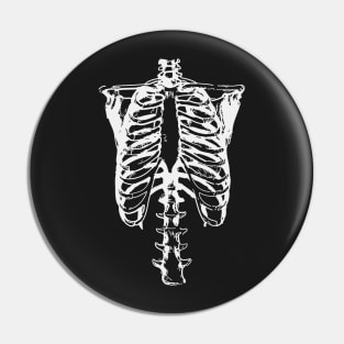 Men's Skeleton X-Ray Halloween TShirt - Torso Rib Cage X-Ray View Pin