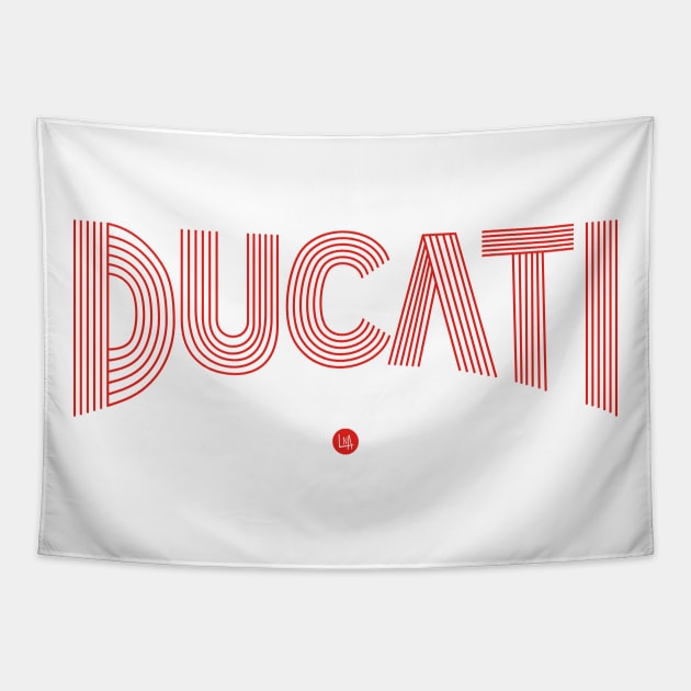 Ducati lettering red lines Tapestry by LNA