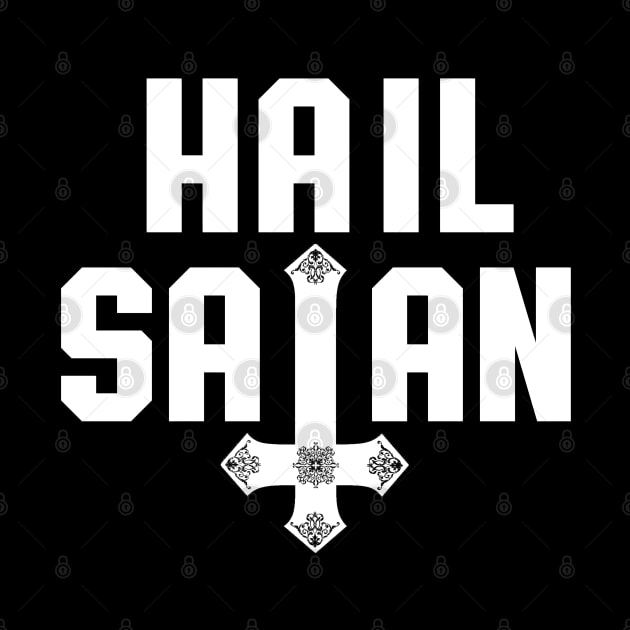 Hail Satan | White on Black | Satanic by WearSatan