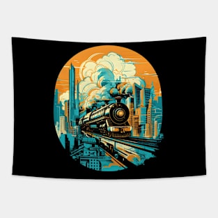 I love trains, I like trains in the city Tapestry