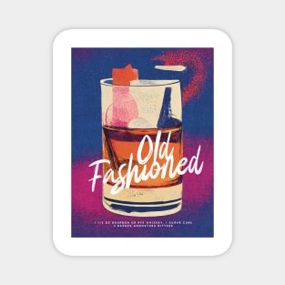 Old Fashioned Retro Poster Purple Night Bar Prints, Vintage Drinks, Recipe, Wall Art Magnet