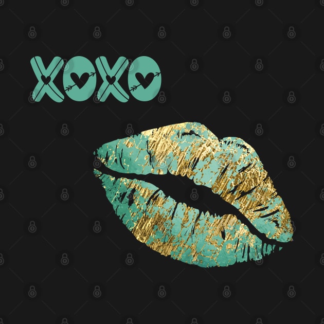 Turquoise and Gold Lips by Miozoto_Design