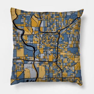 Indianapolis Map Pattern in Blue & Gold Pillow