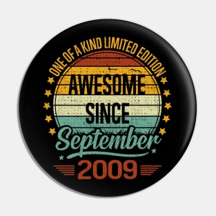 13 Year Old 13th Birthday Design for September 2009 born Limited Edition Legend BDay Gift Pin