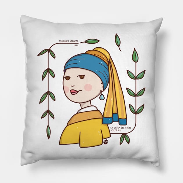 Girl with the pearl earring MS Pillow by MisturaDesign