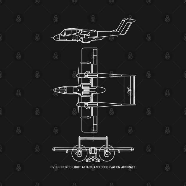 OV-10 Bronco American Plane Blueprint Gift by Christyn Evans