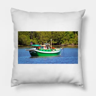 White And Green Boat Pillow