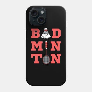 Badminton Typography - Shuttlecock and Racket Phone Case