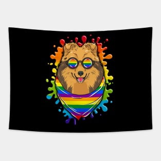 Rainbow Pride Painted Shetland Sheepdog LGBT Dog Tapestry