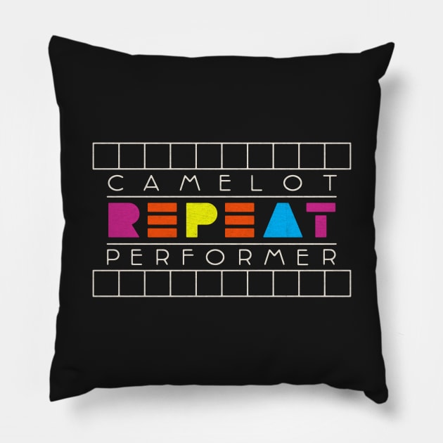 Camelot Music Repeat Performer Card Distressed Pillow by Turboglyde