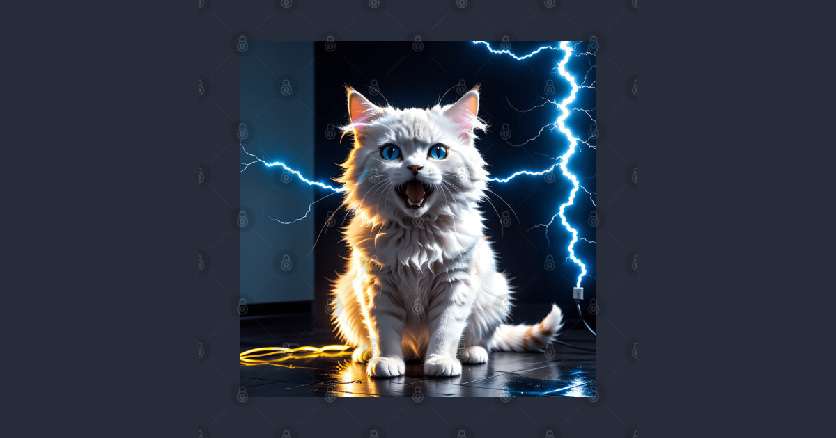 White Electric Cat White Cat T Shirt TeePublic