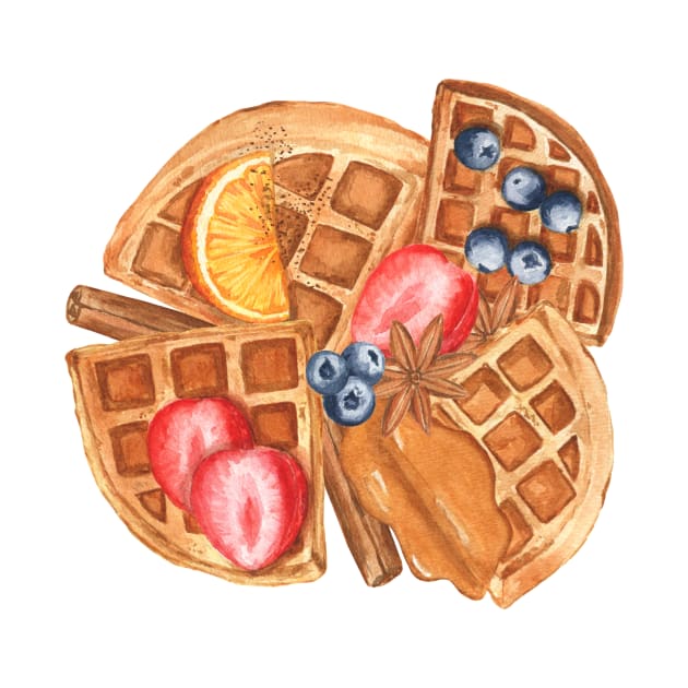 Belgian waffles and berries composition by Flowersforbear