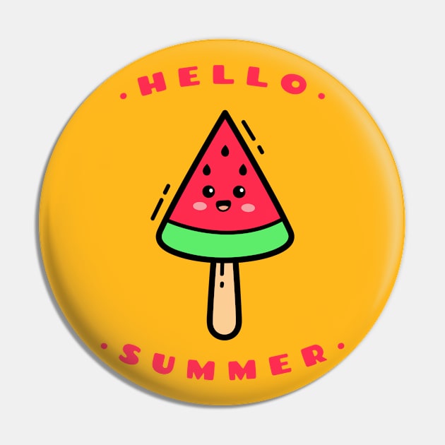 Hello Summer Delicious Watermelon Ice Cream Pin by Art Deck