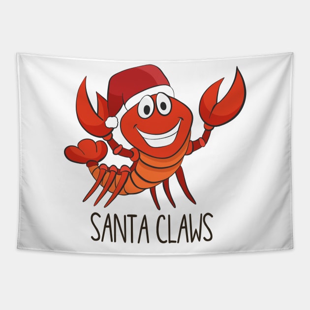 Santa Claws, Cute Funny Lobster Christmas Tapestry by Dreamy Panda Designs