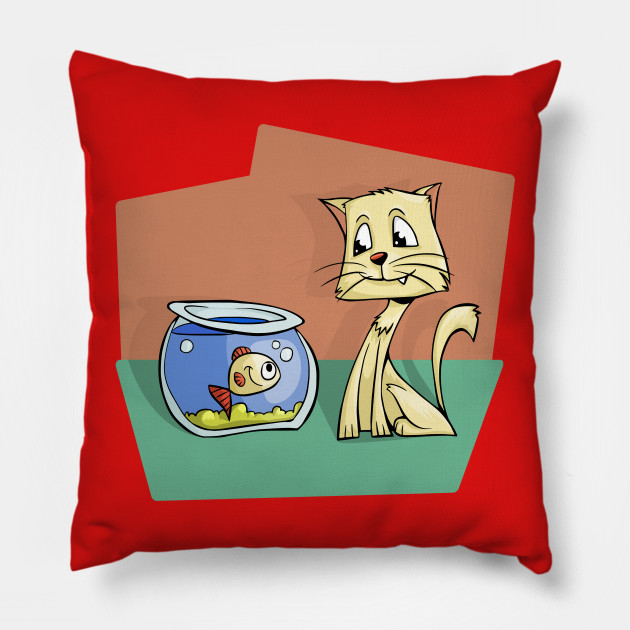Cat And Goldfish Friends
