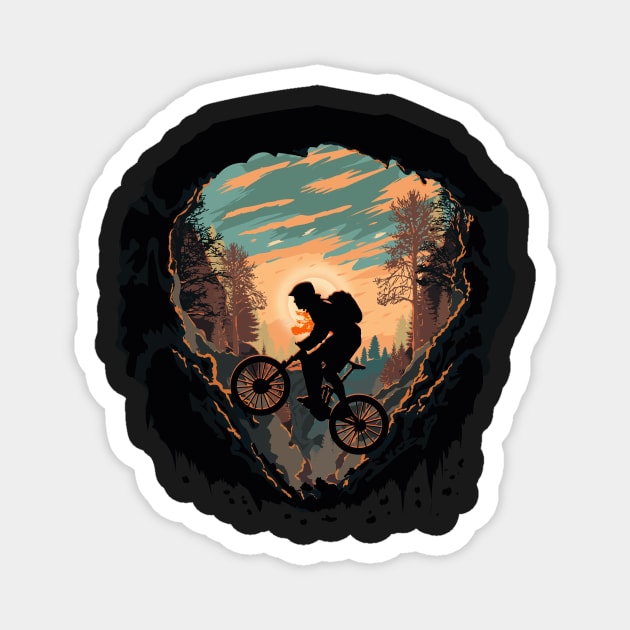 Mountain biking through the woods Magnet by HomeCoquette