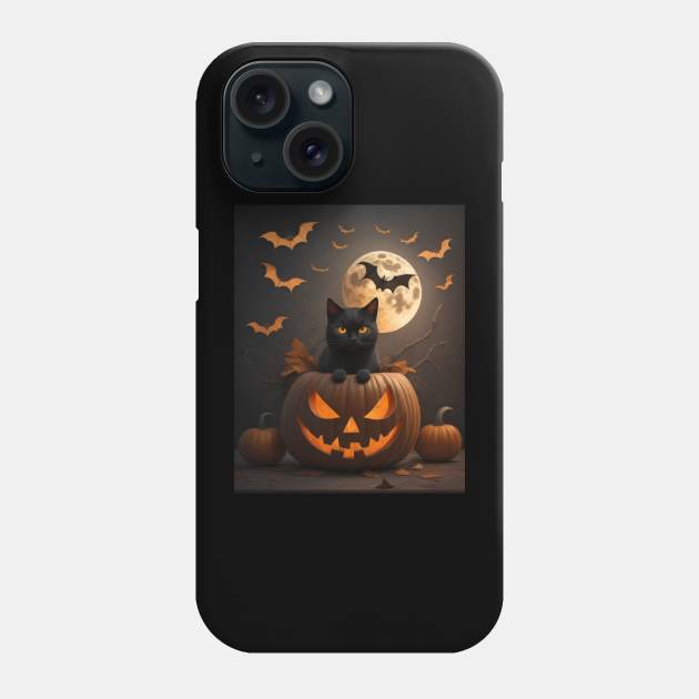 Halloween Pumpkin Cat 6 Phone Case by SolidClouds