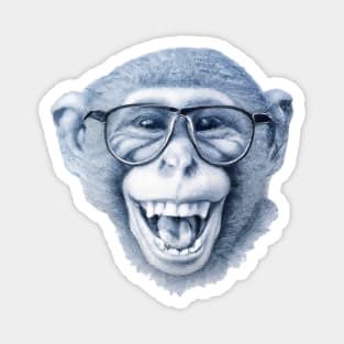 Laughing monkey with glasses 1 Magnet