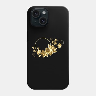 Round frame with golden sakura Phone Case