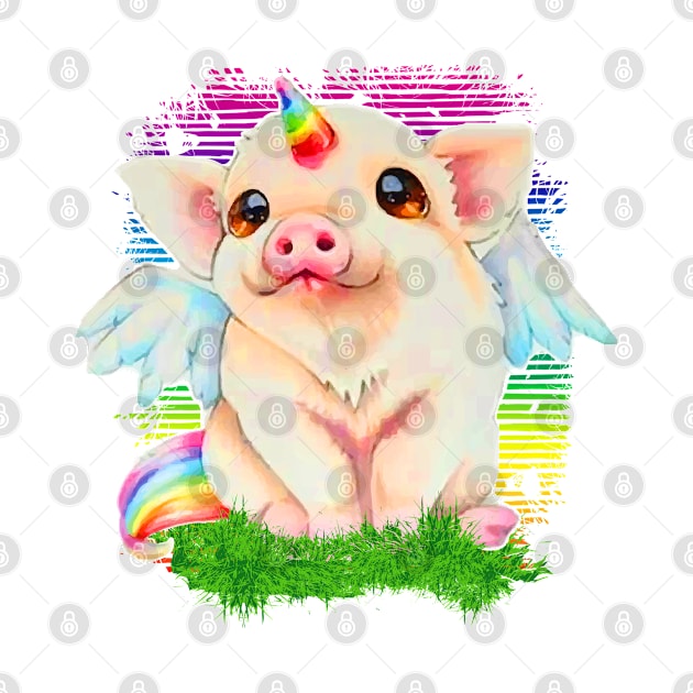 Gay Pride - Cute Birthday Party Pig - watercolor by BabyYodaSticker