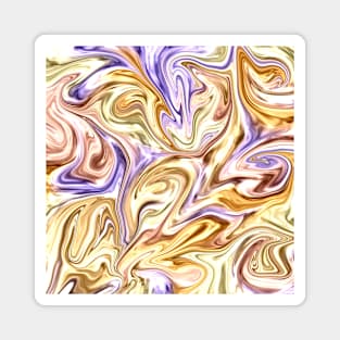 Trendy bright purple gold  liquid marble abstract swirl waves pattern Magnet