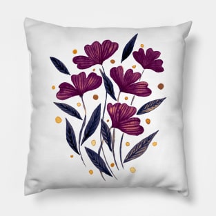 Cute florals - burgundy Pillow