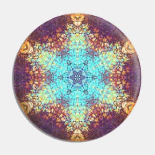 Digital Mandala Blue Yellow and Purple Pin