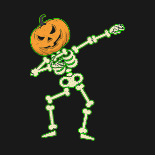 Funny Dabbing Skeleton Pumpkin Halloween Dab T-Shirt