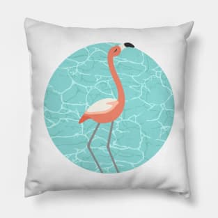 Pink flamingo posing in the distance Pillow