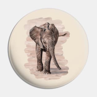 African Elephant Calf painting Pin
