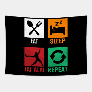 Eat Sleep Jai Alai Repeat Jai Alai Pelota Basque Jai Alai Tapestry