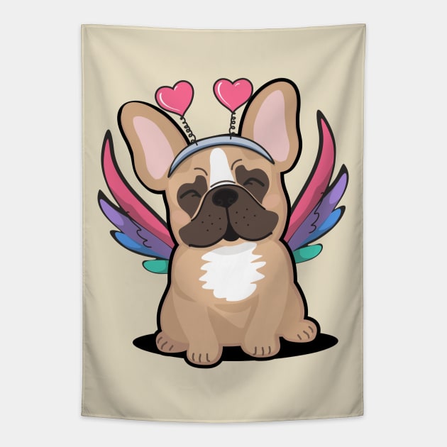 Frenchie Fairy Tapestry by cartoon.animal