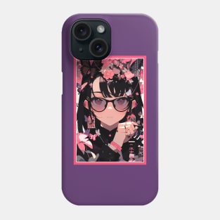 Aesthetic Anime Girl Pink Black | Quality Aesthetic Anime Design | Premium Chibi Manga Anime Art Phone Case