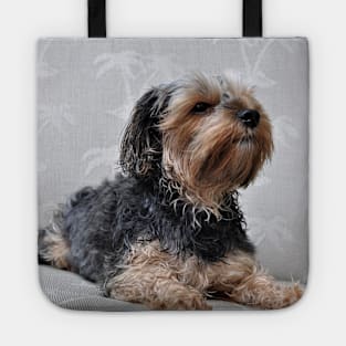 Cute Yorkie Yorkshire Terrier Sunbathing Tote