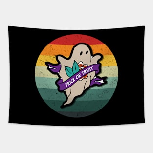 Vintage Spooky Halloween Ghost Trick or treat Tapestry