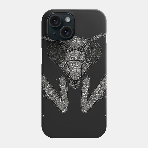 Praying Mantis Paisley Insect t shirt Phone Case by creaturely