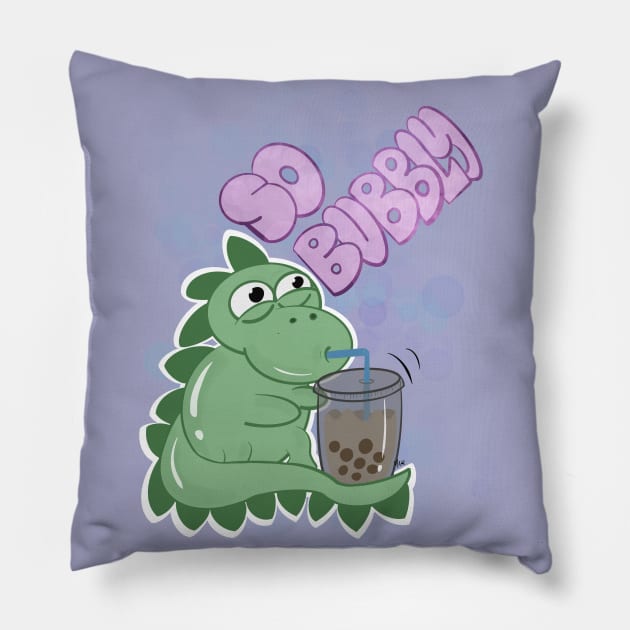 Tea-Rex and his bubble tea Pillow by MARofcreativity